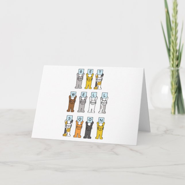 Cartão Consiga Bem Em Breve Gatos De Cartoon (Frente)