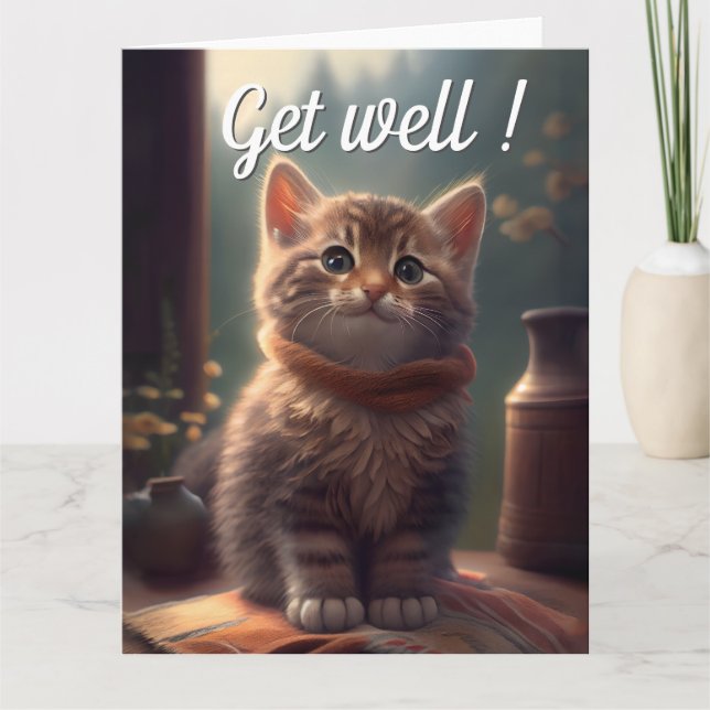 Cartão Consiga Bem Em Breve Kitten Com Scarf (Frente)