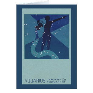 Cartão Constelação de Aquário, Astrologia do Zodíaco Vint