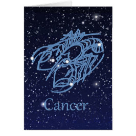 Cartão Constelação de cancer e Sinal Zodiac com Estrelas