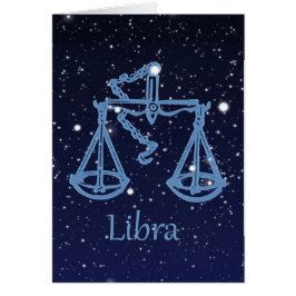 Cartão Constelação de Libra e Sinal de Zodíaco com Estrel