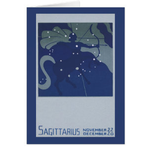 Cartão Constelação de Sagitário Astrologia Zodíaco Vintag