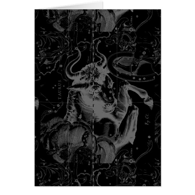 Cartão Constelação Hevelius do sinal do Taurus cerca de (Frente)