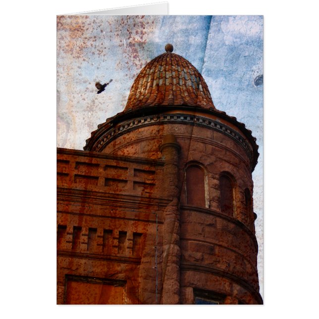 Cartão construção em Fort Madison com fundo de ferrugem (Frente)