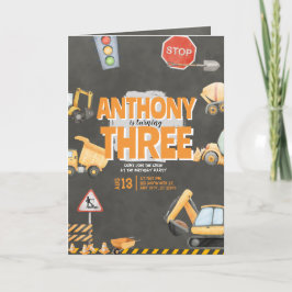 Cartão Construction Birthday Invitation