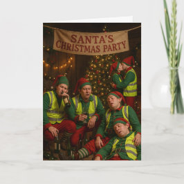 Cartão Construction Christmas card - drunk elves!