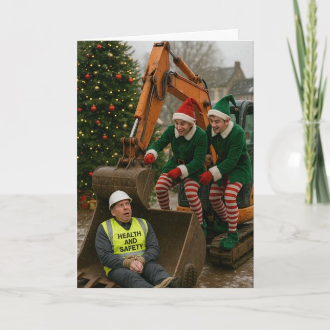 Cartão Construction Christmas card Health & Safety kidnap (Frente)