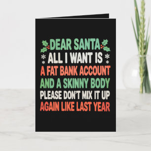 Cartão Conta bancária gorda corpo magro por favor Natal X