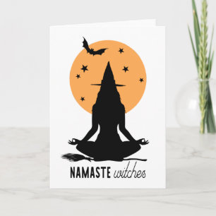Cartão Contemporary Halloween yoga Witch