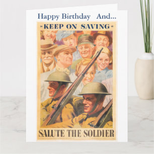 Cartão Continue Salvando. Retirada do poster de guerra br