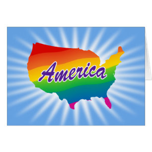 Cartão Contorno de Arco-íris da América