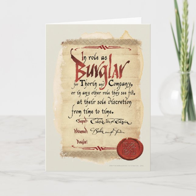 Cartão Contrato de Burglar (Frente)