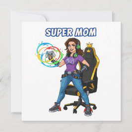 Cartão Controlador de Jogo Cartoon Super Mãe Gamer