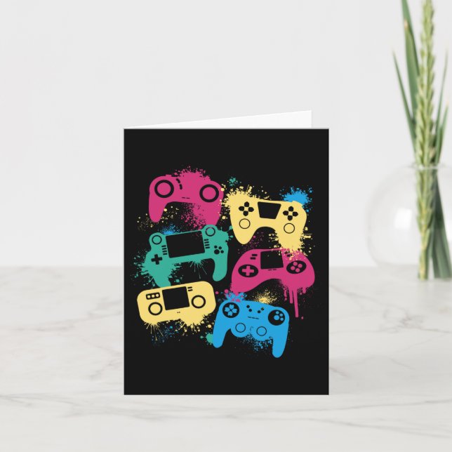 Cartão Controladores De Jogo De Vídeo Tee Graphic Para Co (Frente)