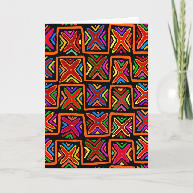 Cartão Controlos tribais de Kuna Indian Mola - Vermelho (Frente)