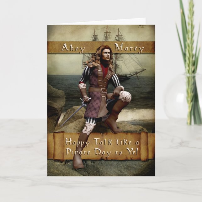 Cartão Conversa internacional feliz como um dia do pirata (Frente)