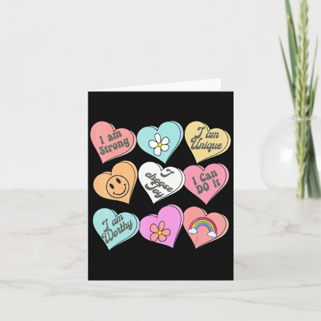 Cartão Conversation Hearts Groovy Valentines Day Cute Tea (Frente)