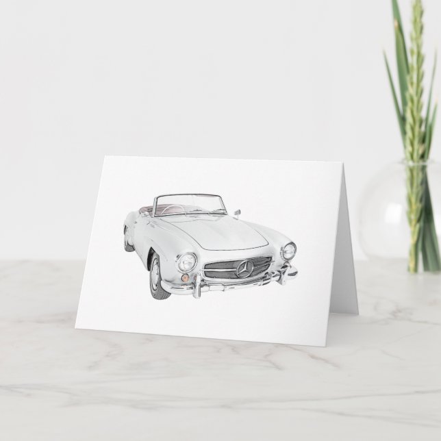 Cartão Conversíveis de Mercedes Pretos e Brancos (Frente)