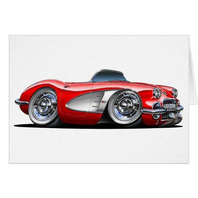 Cartão Convertible vermelho de Corveta (Frente Horizontal)