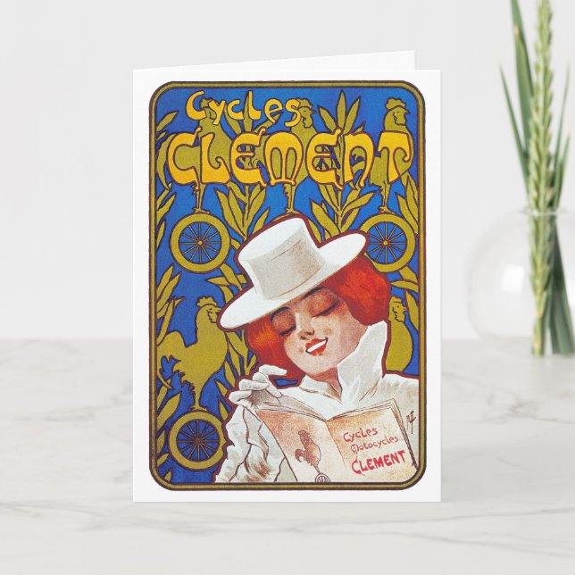 Cartão/Convite: Anúncio Bicicleta Francês Vintage (Frente)