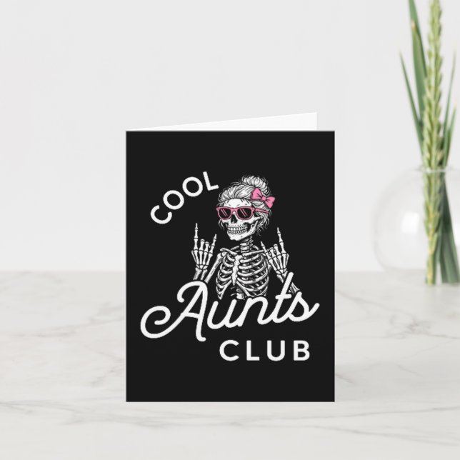 Cartão Cool Aunt Club Funny Skeleton Family Kids Women  (Frente)