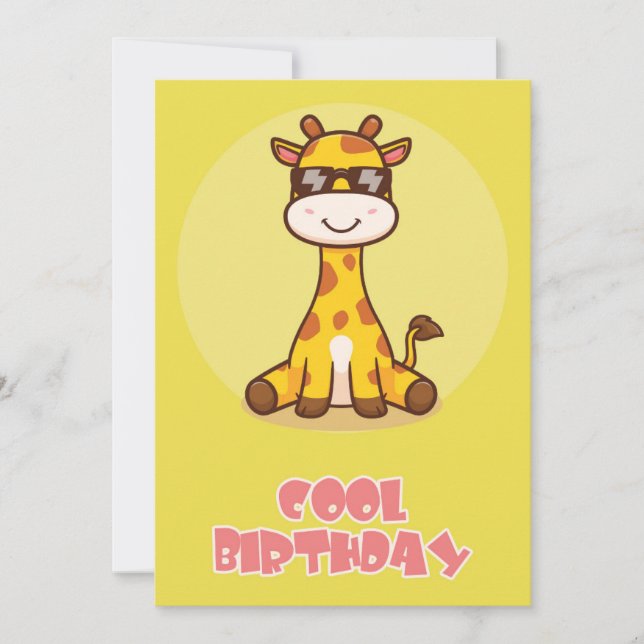 Cartão Cool giraffe Flat Greeting Card (Frente)