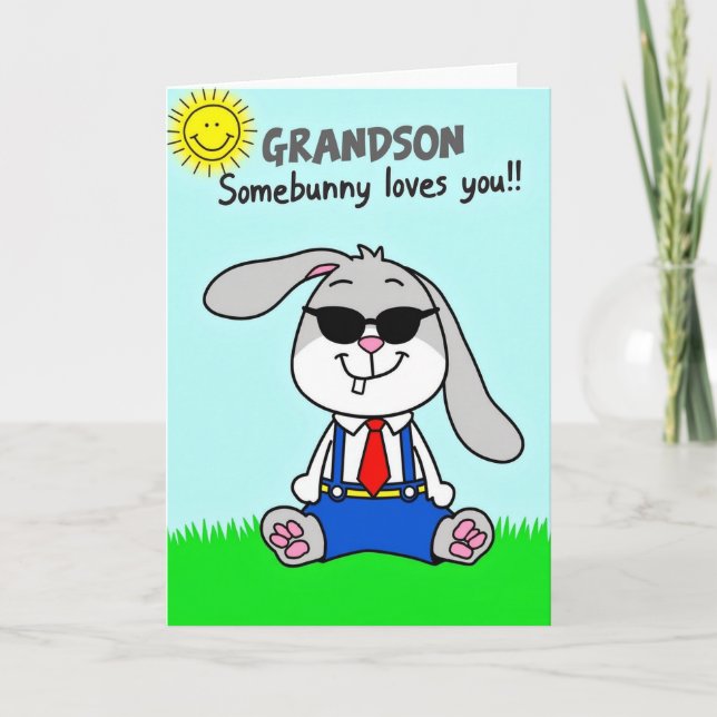 Cartão Cool Hare Smiling Fun Day Card (Frente)