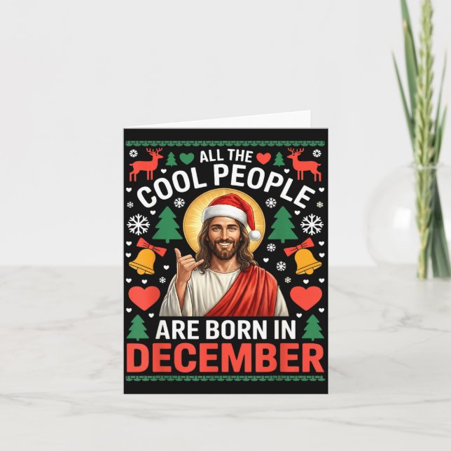 Cartão Cool People Are Born In December Christian Christm (Frente)