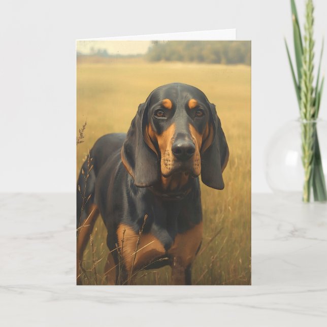 Cartão Coonhound Preto e Castanho (Frente)