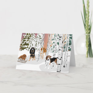 Cartão Coonhounds , na floresta