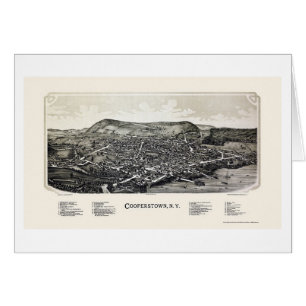 Cartão Cooperstown, mapa panorâmico de NY - 1890