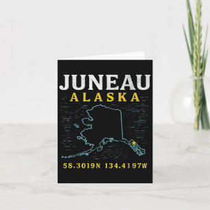 Cartão Coordenadas de Mapa de Juneau Alaska, Viagem