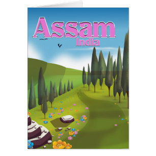 Cartão Cópia do poster de viagens de Assam India