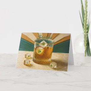 Cartão Copo de uísque irlandês Shamrock Ice "Sláinte!"