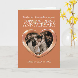 Cartão Copper 7th wedding anniversary photo card