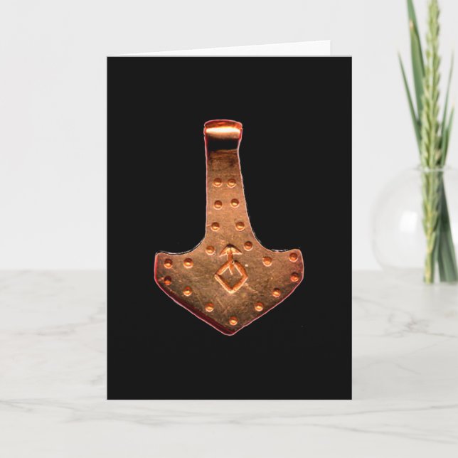 Cartão Copper Thor Hammer black greeting card (Frente)