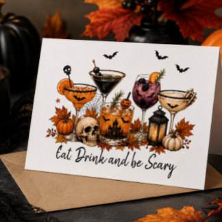 Cartão Coquetéis de Halloween Bebidas de Outono Festa
