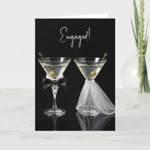 Cartão Coquetéis de Martini de Felicitações de Noivado
