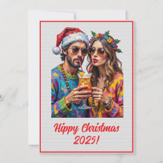 Cartão Coquetel de Natal Digital Personalizado Hippie Xma