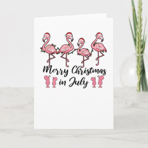 Cartão Coquetel de Verão do Flamingo de Natal Alegre em J