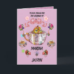 Cartão Coquette<br><div class="desc">All cute pastel coquette with a tea party setting,  tea cups,  pastries,  candle drum,  bird,  cat,  butterfly,  bee,  dragonfly,  cute things and etc</div>