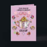 Cartão Coquette<br><div class="desc">All cute pastel coquette with a tea party setting,  tea cups,  pastries,  candle drum,  bird,  cat,  butterfly,  bee,  dragonfly,  cute things and etc</div>