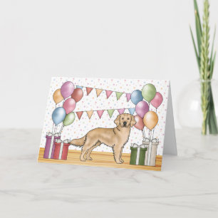 Cartão Cor Aniversário Pastel Colorido Retriever Golden A