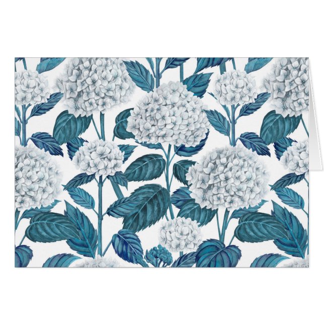 Cartão Cor da água da hidrangea branca (Frente Horizontal)