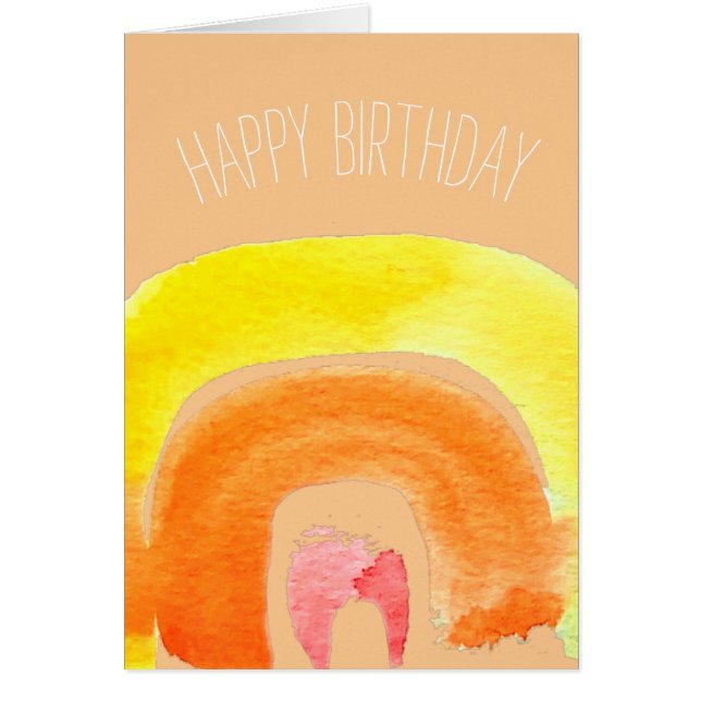 Cartão Cor d'água do arco-íris laranja (Frente)