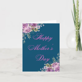 Cartão Cor d'água do feliz dia de as mães rosas rosa azul