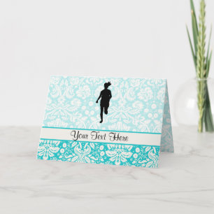 Cartão cor damasco; Garota Correndo