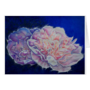 Cartão Cor-de-água branca azul-rosa, elegante romântica