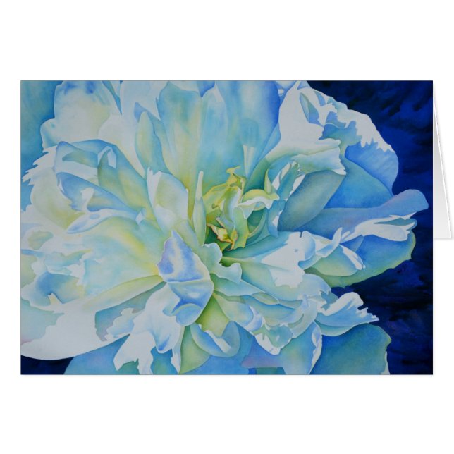 Cartão Cor de água floral azul Elegante (Frente horizontal)