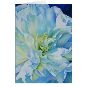 Cartão Cor de água floral azul Elegante